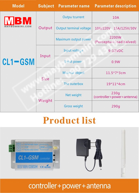 Bộ điều khiển từ xa bằng tin nhắn điện thoại CL1-GSM