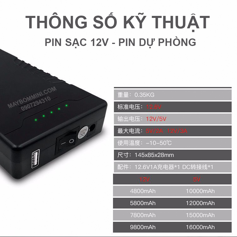 Thong So Ky Thuat Pin Sac 12v 7800mah
