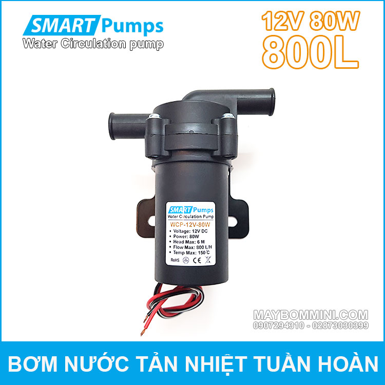 May Bom Nuoc Tan Hiet Tuan Hoan 12V 80W 800L Smartpumps