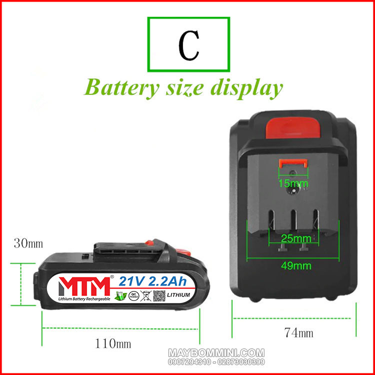 Battery Size Display 21V C
