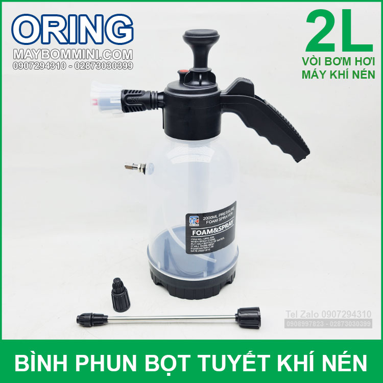 Binh Phun Bot Tuyet Rua Xe Khi Nen Bom Tay Oring Foam Spray Co Voi Khi Nen