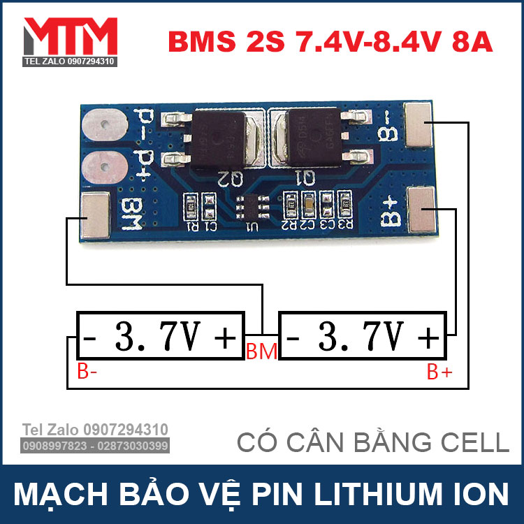 Mach Bao Ve Pin 18650 2S 8A So Do Lap Ghep Mach Vao Pin
