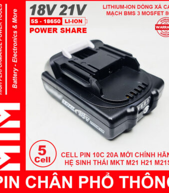 Gia Pin Chan Pho Thong Makita Dekton M21 Hukan H21 18V 21V 5 CELL 2ah MTM Chinh Hang