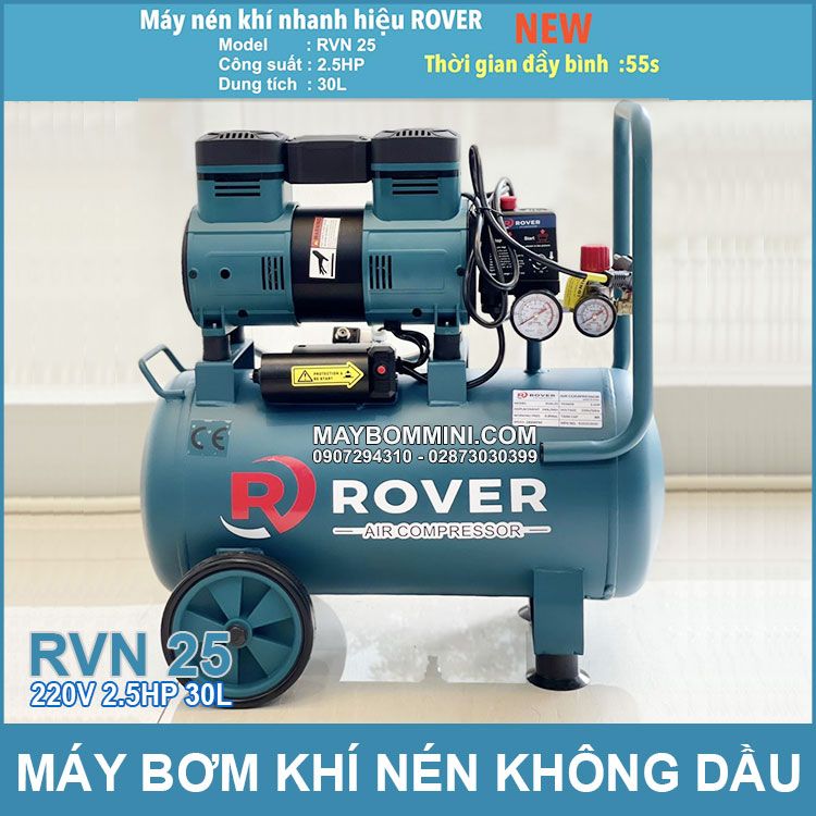 May Bom Hoi Khi Nen Nhanh Khong Dau 220V 30 Lit Rover