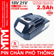 Pin Chan Pho Thong Makita Dekton M21 Hukan H21 18V 21V 5 CELL 2500mah MTM Chinh Hang