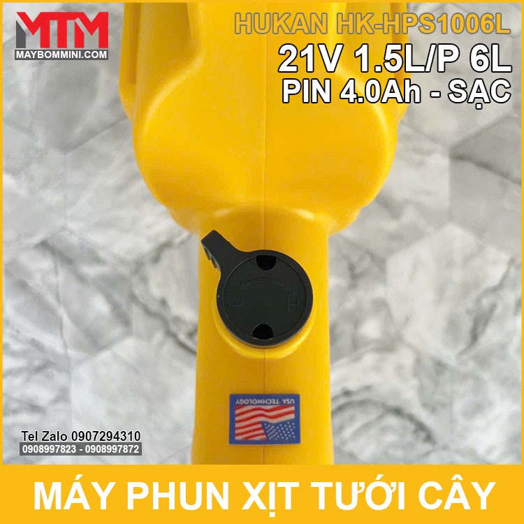 May Phun Xit Tuoi Cay Pin Chan Pho Thong 21V 6L Hukan Chinh Toc Do