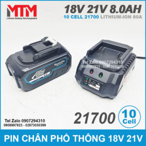 Pin Chan Pho Thong Makita 18v 21v 8ah 10 Cell 21700 Kem De Sac