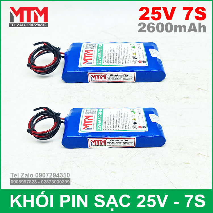 Khoi Pin Sac 25V 7S 65A 2600mah 7S1P