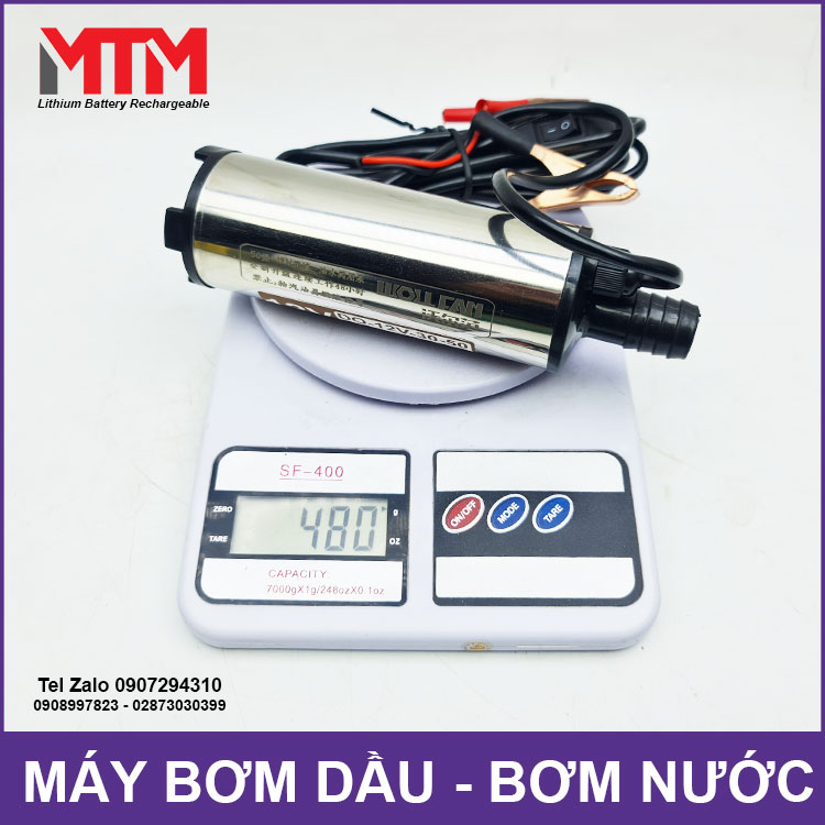 May Bom Dau Thung Phuy Can Nhua 12V 100W 30L 50mm Trong Luong