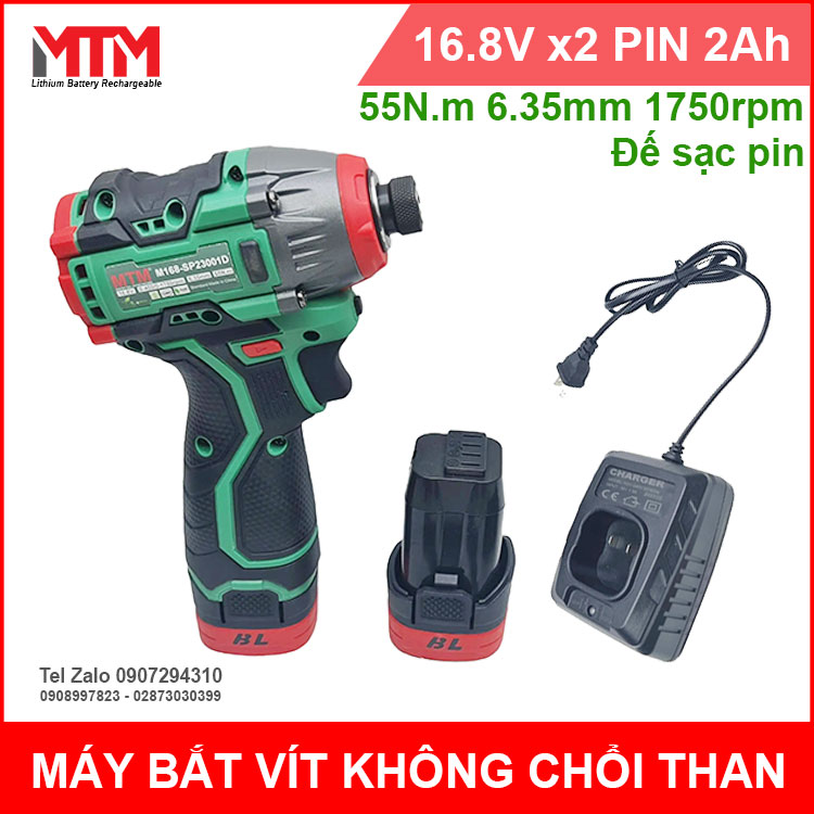 May Bat Vit Khong Choi Than 16V8 1750rpm 55Nm MTM 2 Pin De Sac