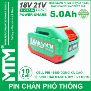 Pin Makita Chan Pho Thong 10 Cell 5000mah 80A Chong Soc