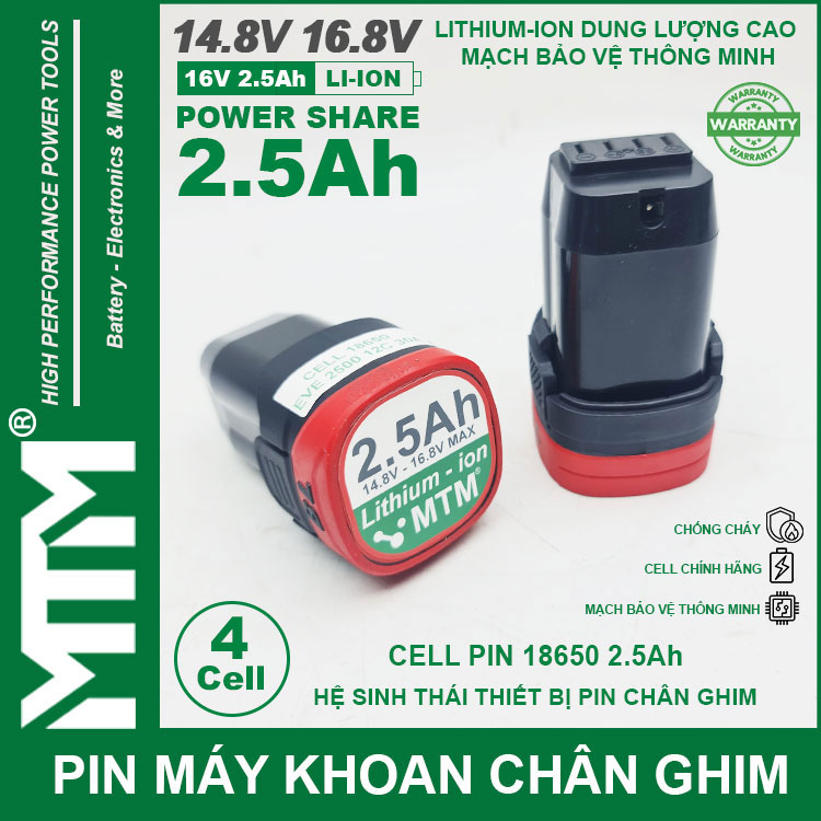 Pin May Khoan Chan Ghim 16v8 2ah 4cell New MTM Pin May Khoan Chan Ghim 16v8 2ah 4cell New MTM