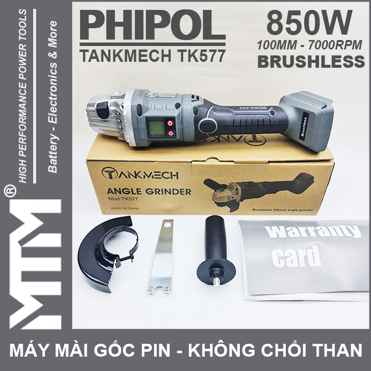 May Mai Goc Dung Pin 21V 850W 100mm 7000rpm Phipol TANKMECH TK577 Cao Cap May Mai Goc Dung Pin 21V 850W 100mm 7000rpm Phipol TANKMECH TK577 Cao Cap