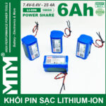 Pin 7V 8V 6Ah 4A 2S2P Cell 18650 MTM