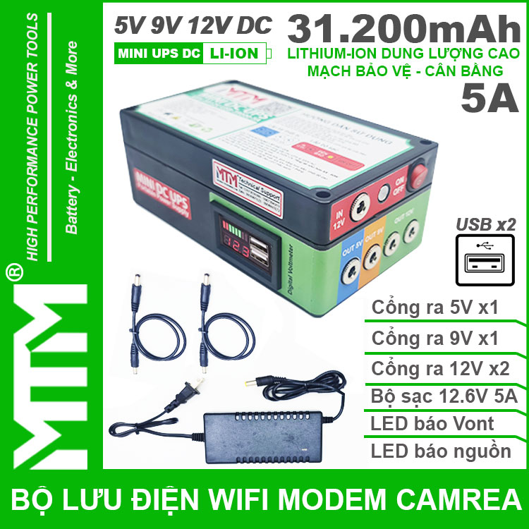 Bo Nguon Du Phong Wifi Modem Camera USB 5V 12V 5A 31200mah Led Bao Vont Bo Nguon Du Phong Wifi Modem Camera USB 5V 12V 5A 31200mah Led Bao Vont