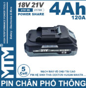 Pin Chan Pho Thong 21V 120A Led 2 Hong Cell 21700 5cell 4ah Gia Re