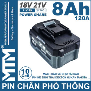 Pin Chan Pho Thong 21V 120A Led 2 Hong Cell 21700 8Ah 10cell Chong Chay Chong Soc