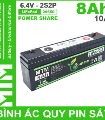 Binh Ac Quy Pin Sat 6V4 8Ah 2S2P Cell Pin Sat 26650 10A
