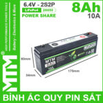 Kich Thuoc Binh Ac Quy Pin Sat 6V4 8Ah 2S2P Cell Pin Sat 26650 10A